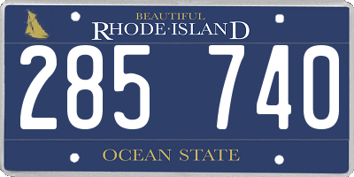 RI license plate 285740