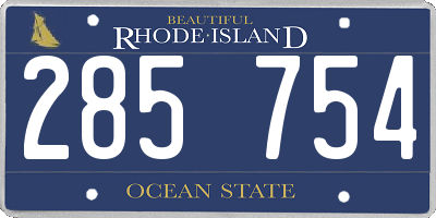 RI license plate 285754