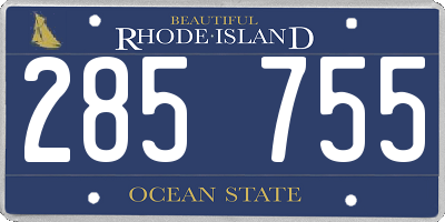 RI license plate 285755