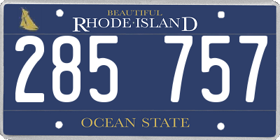 RI license plate 285757