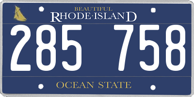 RI license plate 285758