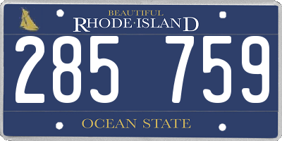 RI license plate 285759