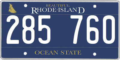 RI license plate 285760