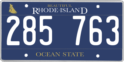 RI license plate 285763