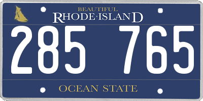 RI license plate 285765