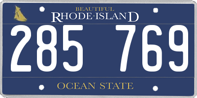 RI license plate 285769