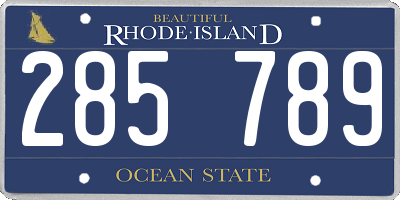 RI license plate 285789