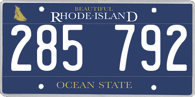 RI license plate 285792
