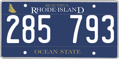 RI license plate 285793