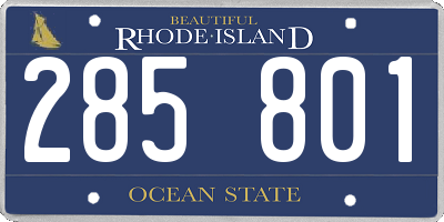 RI license plate 285801