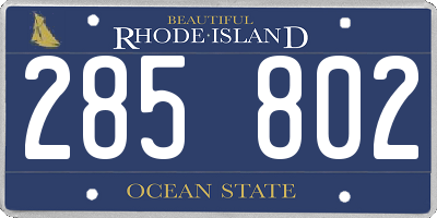 RI license plate 285802
