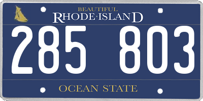RI license plate 285803