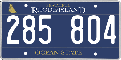 RI license plate 285804