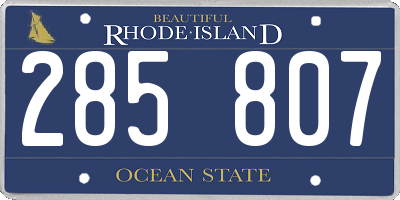 RI license plate 285807