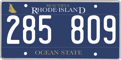 RI license plate 285809