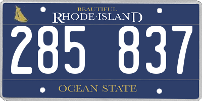 RI license plate 285837