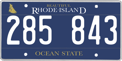 RI license plate 285843