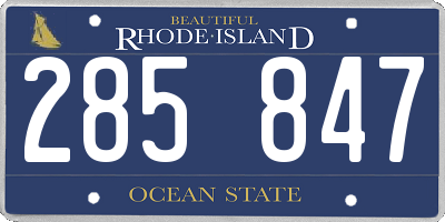 RI license plate 285847