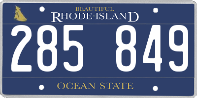 RI license plate 285849