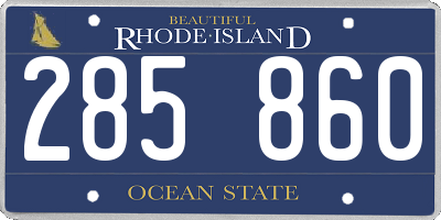 RI license plate 285860