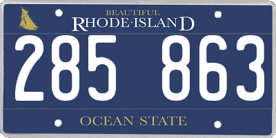 RI license plate 285863