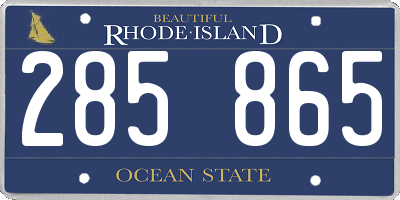 RI license plate 285865