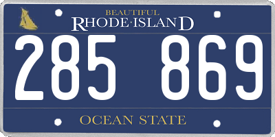 RI license plate 285869
