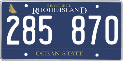 RI license plate 285870
