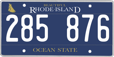 RI license plate 285876