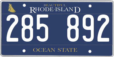 RI license plate 285892