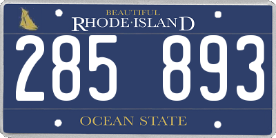 RI license plate 285893