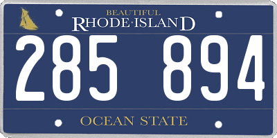 RI license plate 285894
