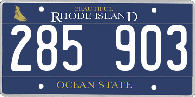 RI license plate 285903