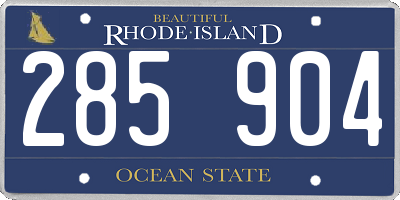 RI license plate 285904