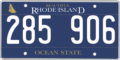 RI license plate 285906