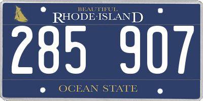 RI license plate 285907