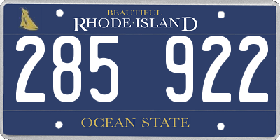 RI license plate 285922