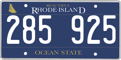 RI license plate 285925