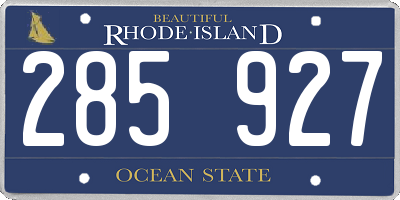 RI license plate 285927