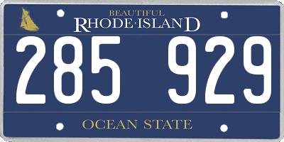 RI license plate 285929