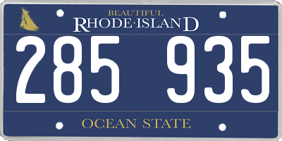 RI license plate 285935