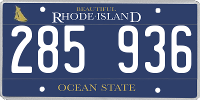 RI license plate 285936