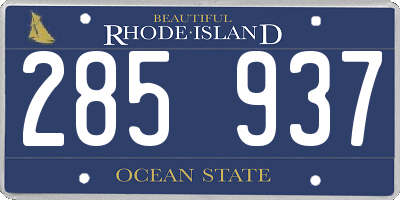 RI license plate 285937