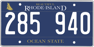RI license plate 285940