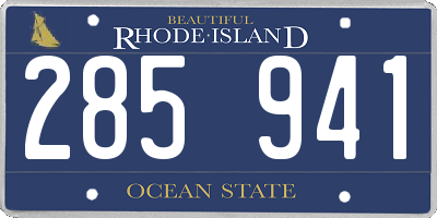 RI license plate 285941