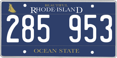 RI license plate 285953