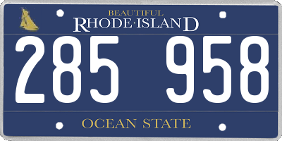 RI license plate 285958