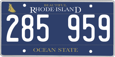 RI license plate 285959