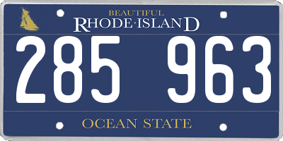 RI license plate 285963