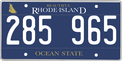 RI license plate 285965